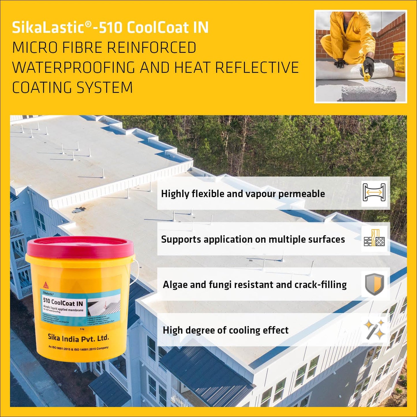 Sikalastic®-510 CoolCoat IN – High-Performance Cool Roof Coating
